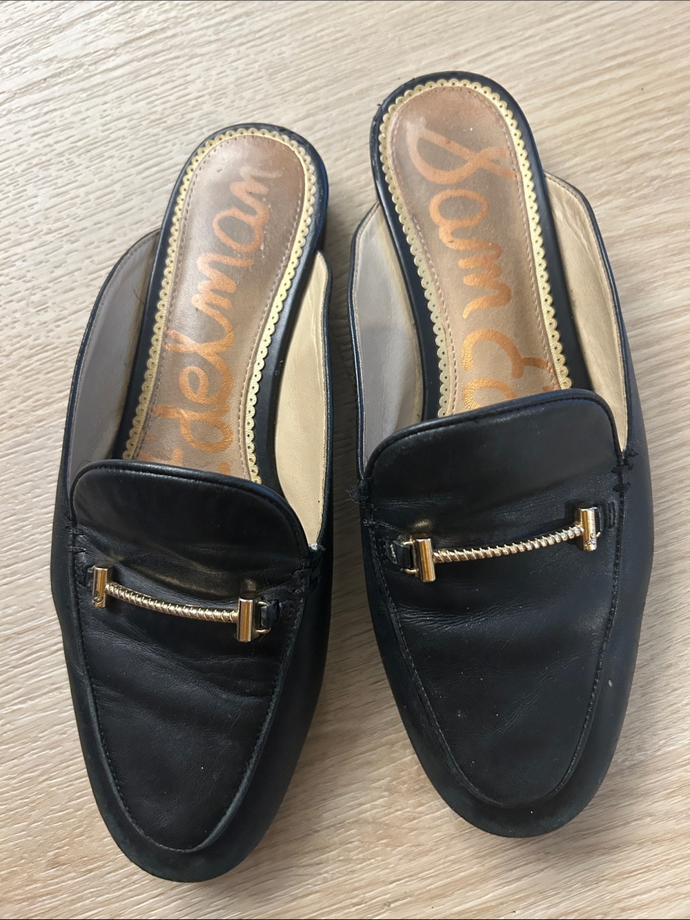 Sam Edelman Black Leather Slip-On Mule Loafer (Linnie Bit Mule)